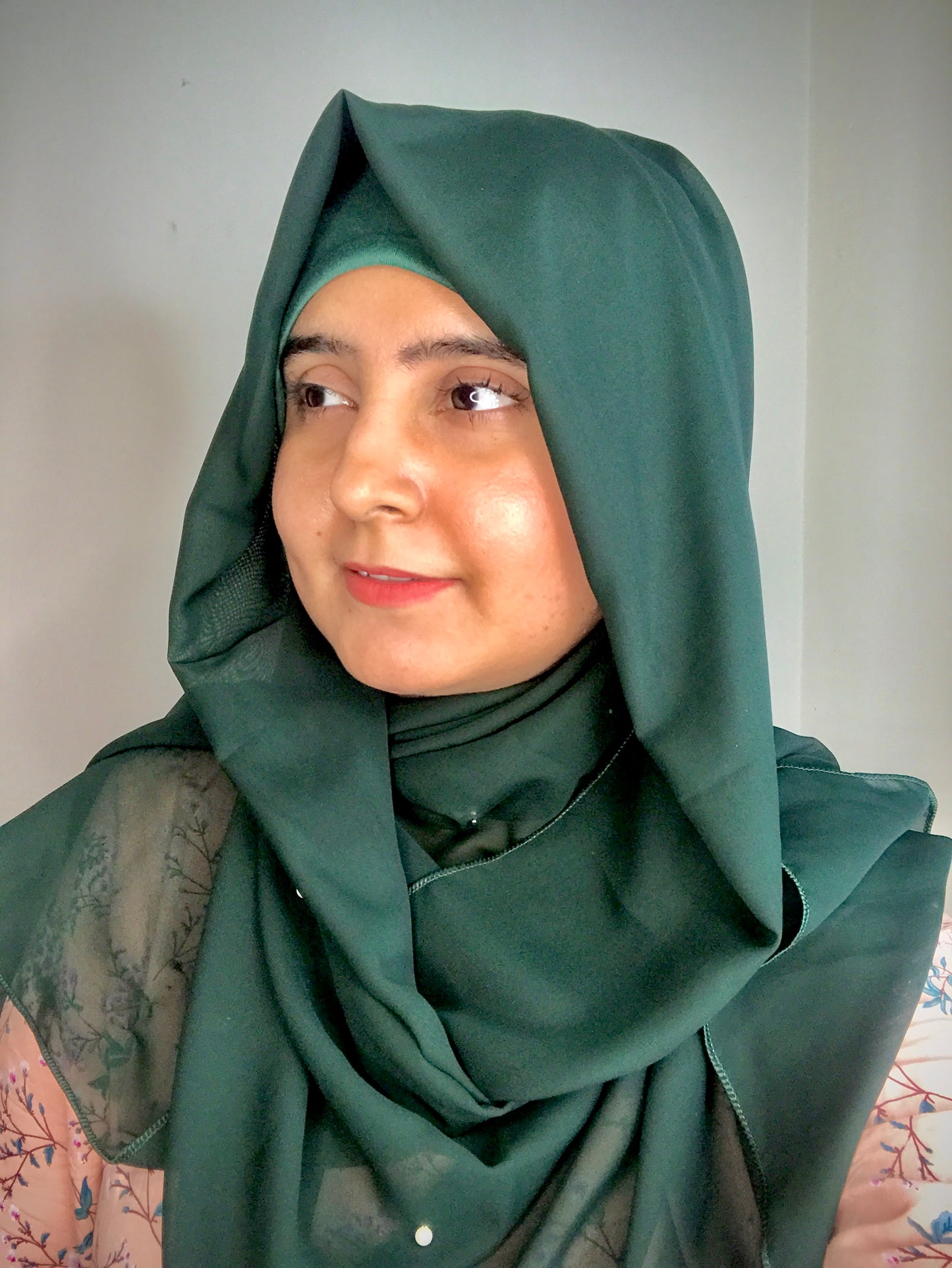 2 in 1 Chiffon Instant Hijab with Hand Work White Pearls (and attached cap)