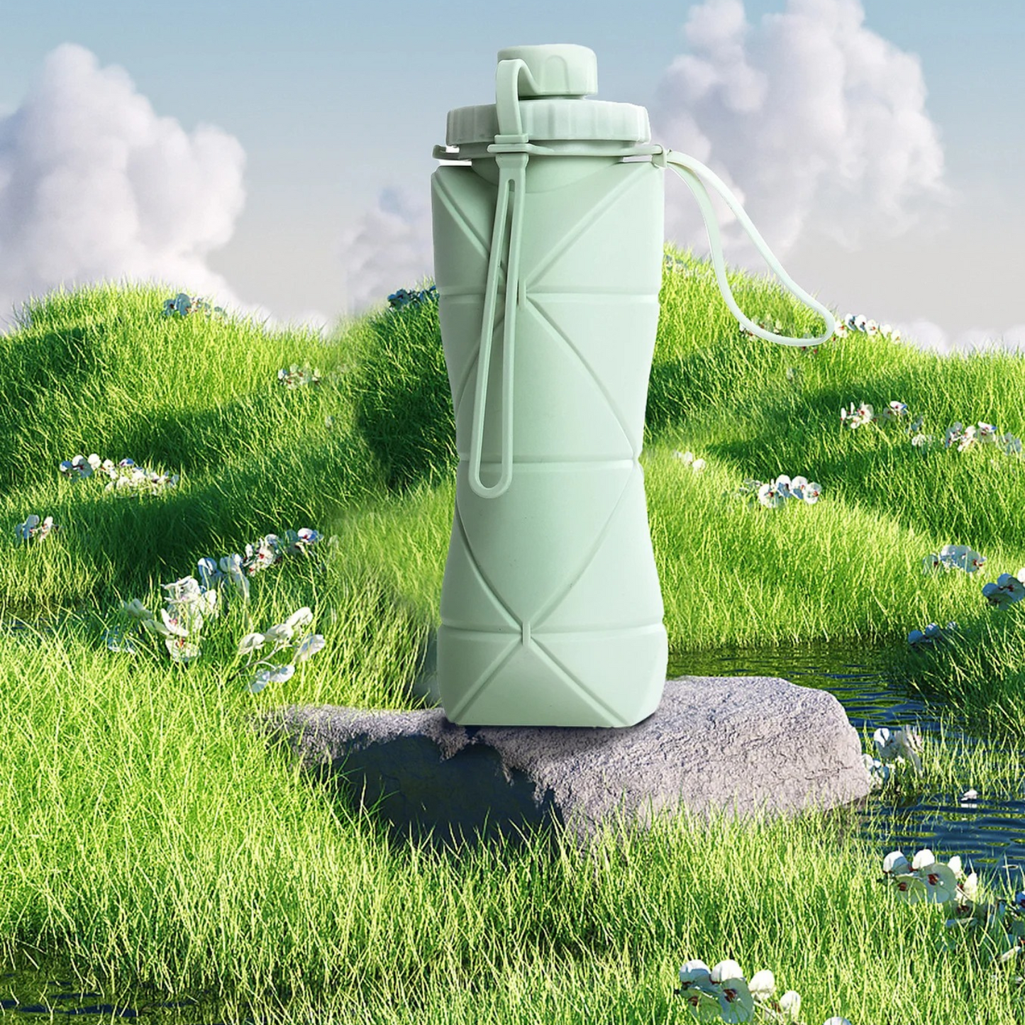 Folding Silicon Water Bottle by Asraa Store