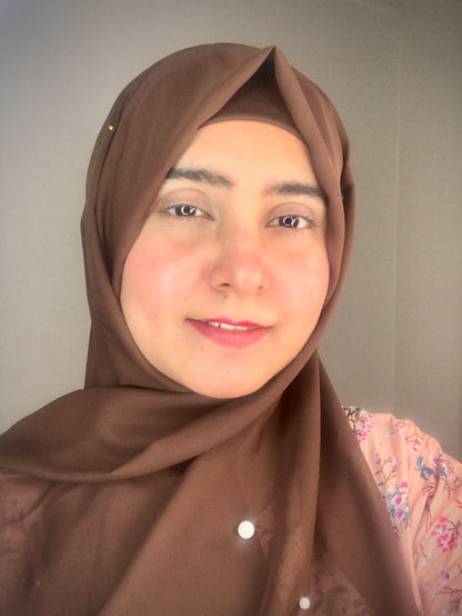 2 in 1 Chiffon Instant Hijab with Hand Work White Pearls (and attached cap)